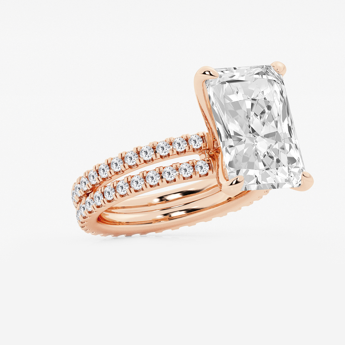 Additional Image 1 for  9 1/5 ctw Radiant Lab Grown Diamond Split Double Band Eternity Engagement Ring