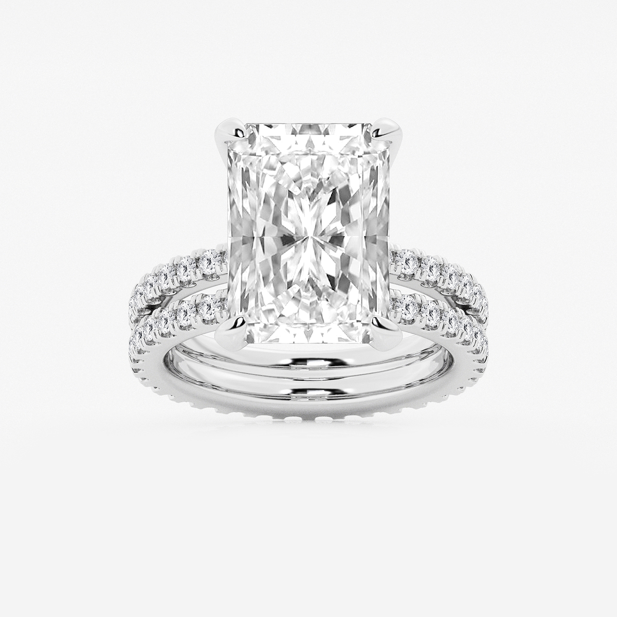 9 1/5 ctw Radiant Lab Grown Diamond Split Double Band Eternity Engagement Ring