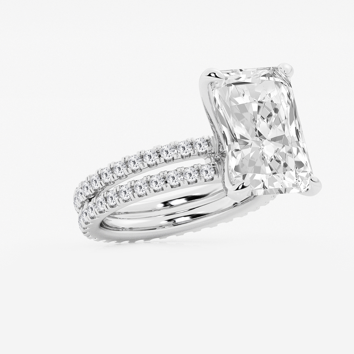 Additional Image 1 for  9 1/5 ctw Radiant Lab Grown Diamond Split Double Band Eternity Engagement Ring