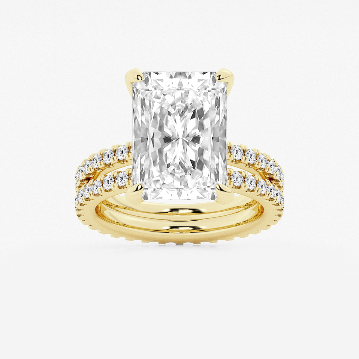 9 1/5 ctw Radiant Lab Grown Diamond Split Double Band Eternity Engagement Ring