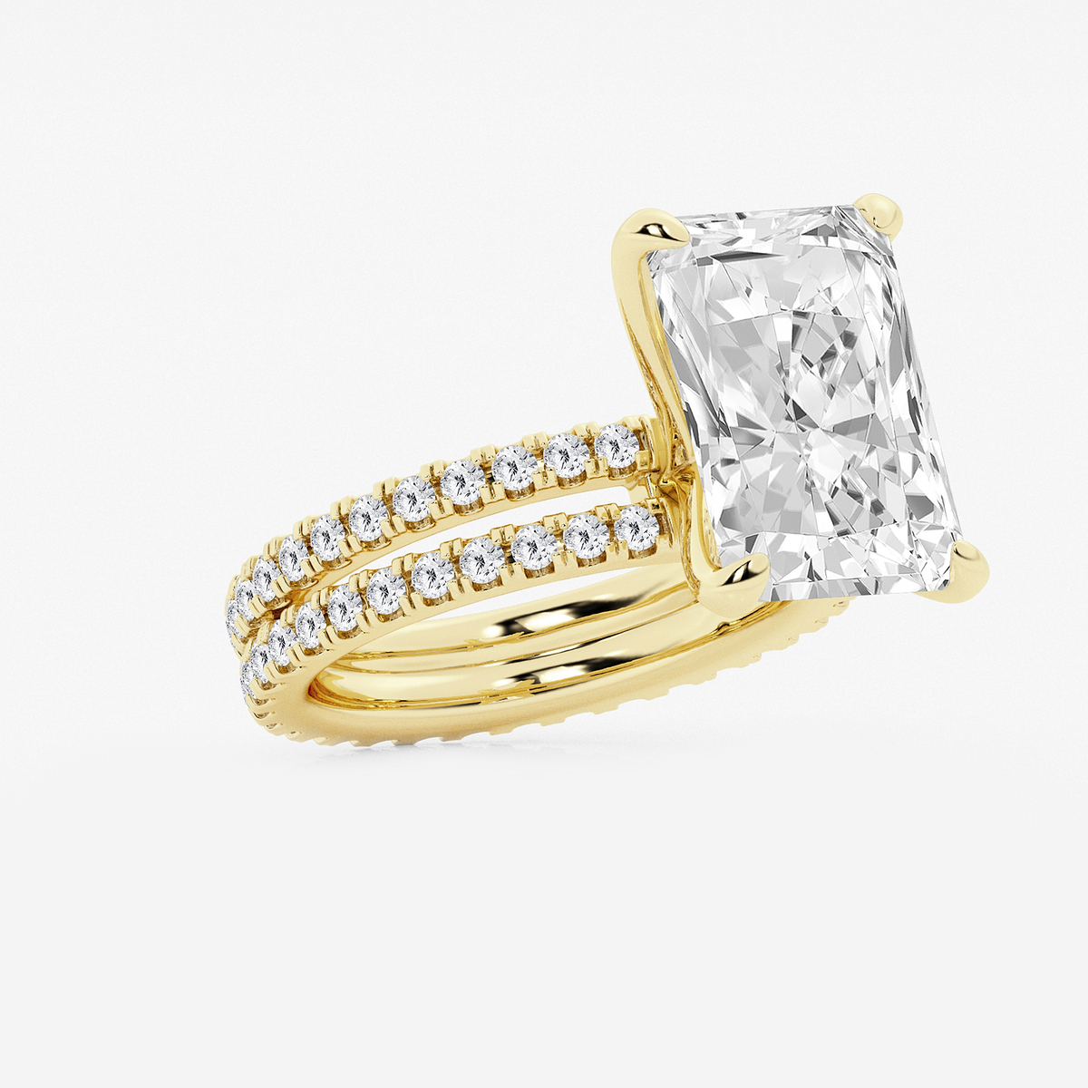 Additional Image 1 for  9 1/5 ctw Radiant Lab Grown Diamond Split Double Band Eternity Engagement Ring