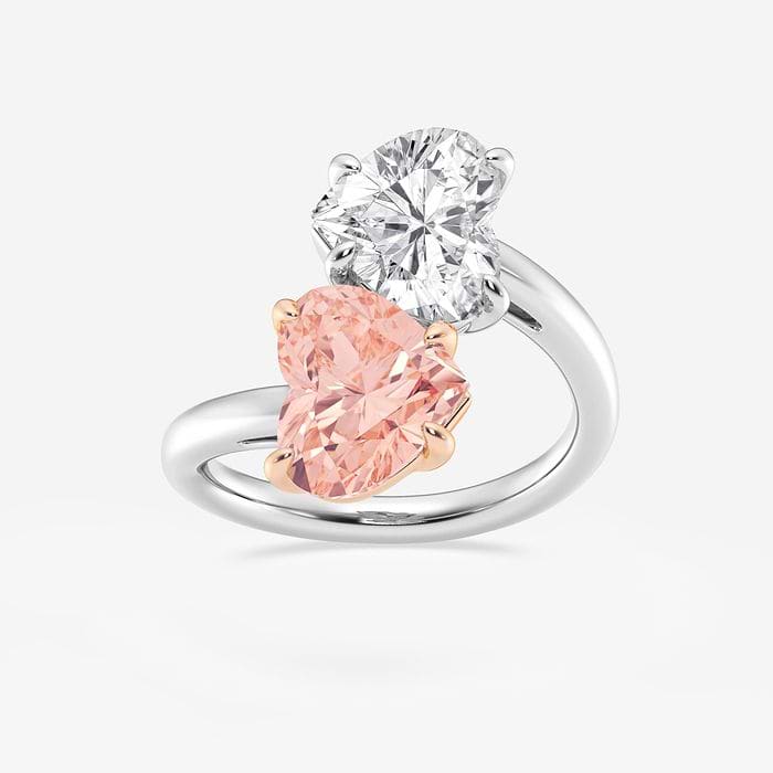 Toi Et Moi Fancy Pink and Diamond Bypass Fashion Ring