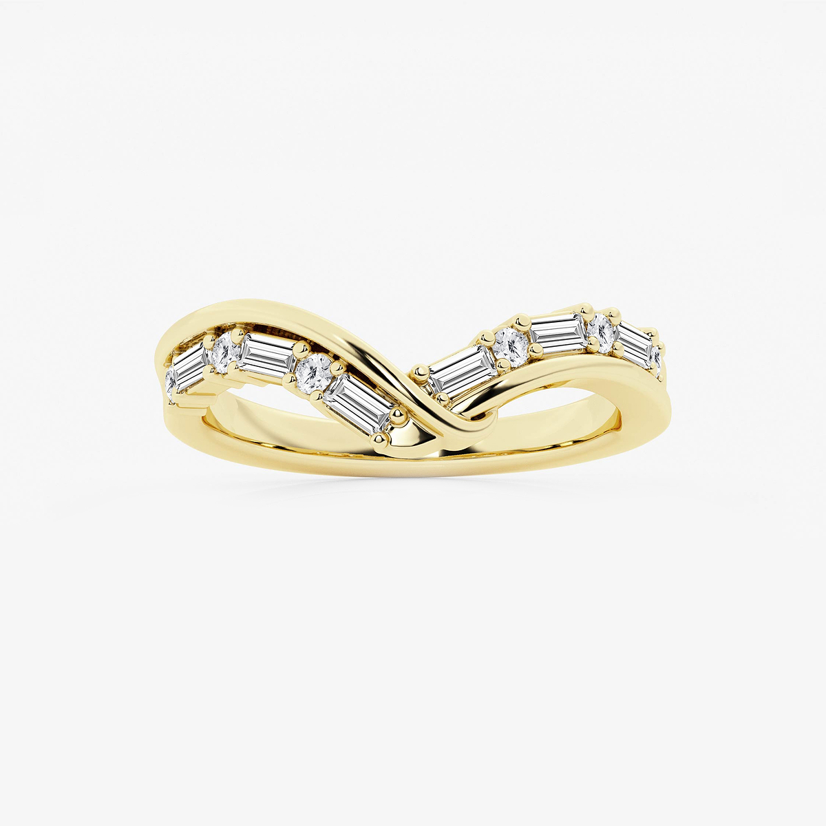 5/8 ctw Round and Baguette Lab Grown Diamond Chevron Band