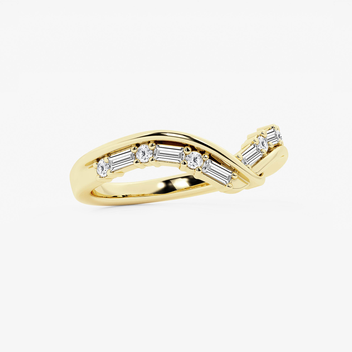 Additional Image 1 for  5/8 ctw Round and Baguette Lab Grown Diamond Chevron Band