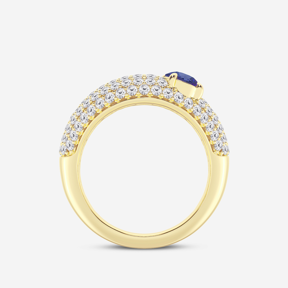 Additional Image 1 for  5.2 mm Round Cut Created Sapphire and 1 ctw Round Lab Grown Diamond Crescent Shape Pave Ring