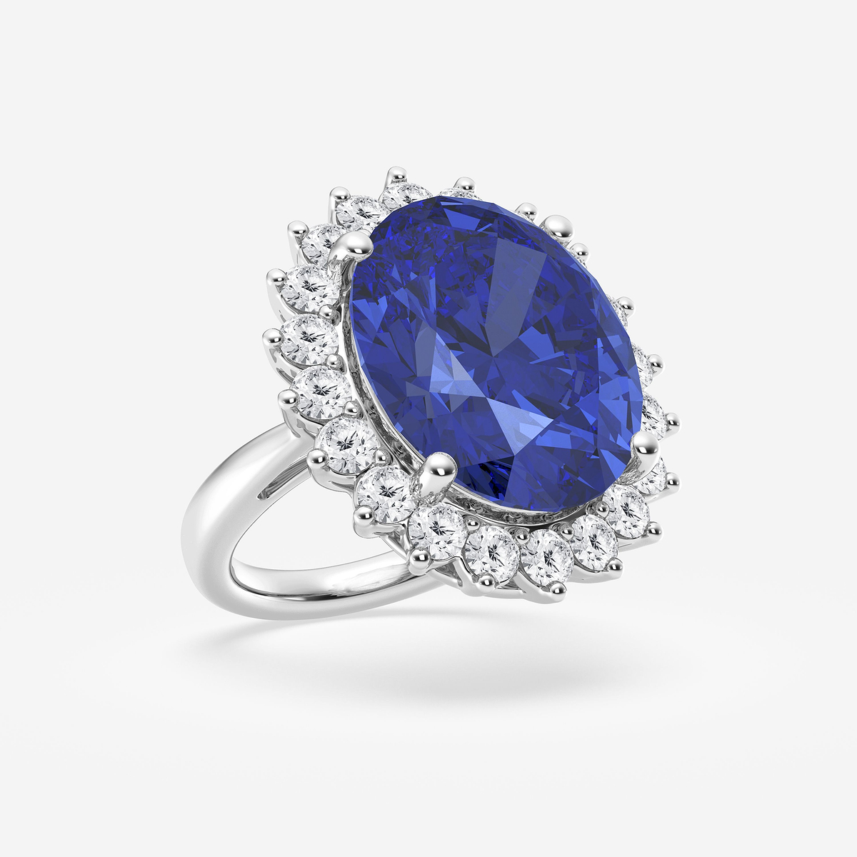 Additional Image 1 for  15 3/4 ctw Oval Cut Sapphire and Round Lab Grown Diamond Engagement Ring