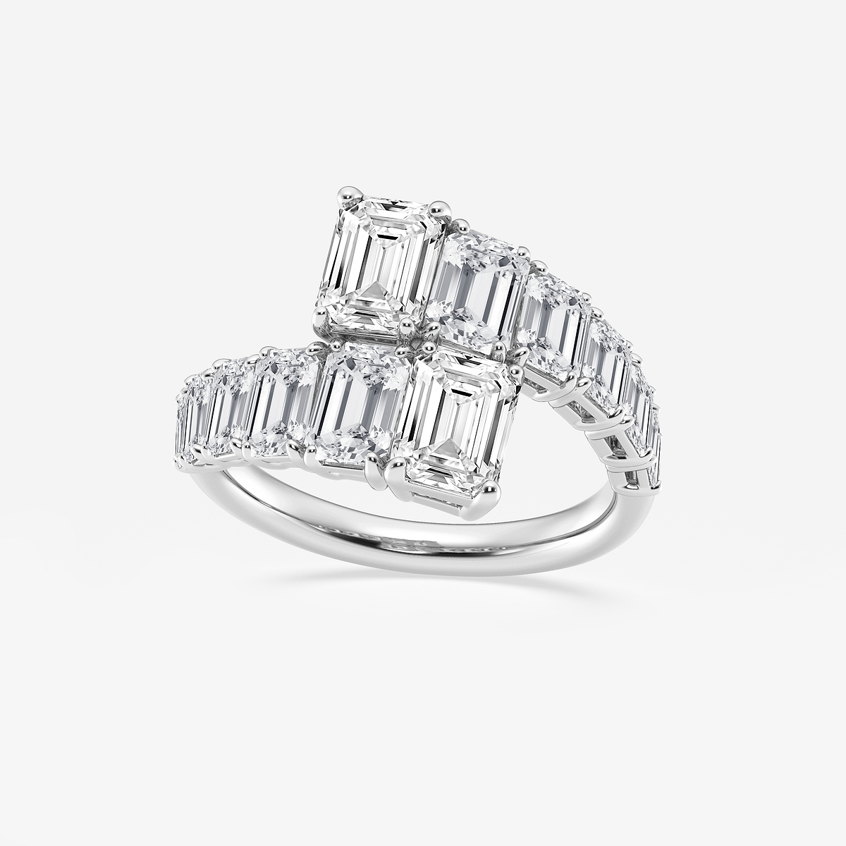 4 ctw Emerald Lab Grown Diamond Graduated Bypass Ring