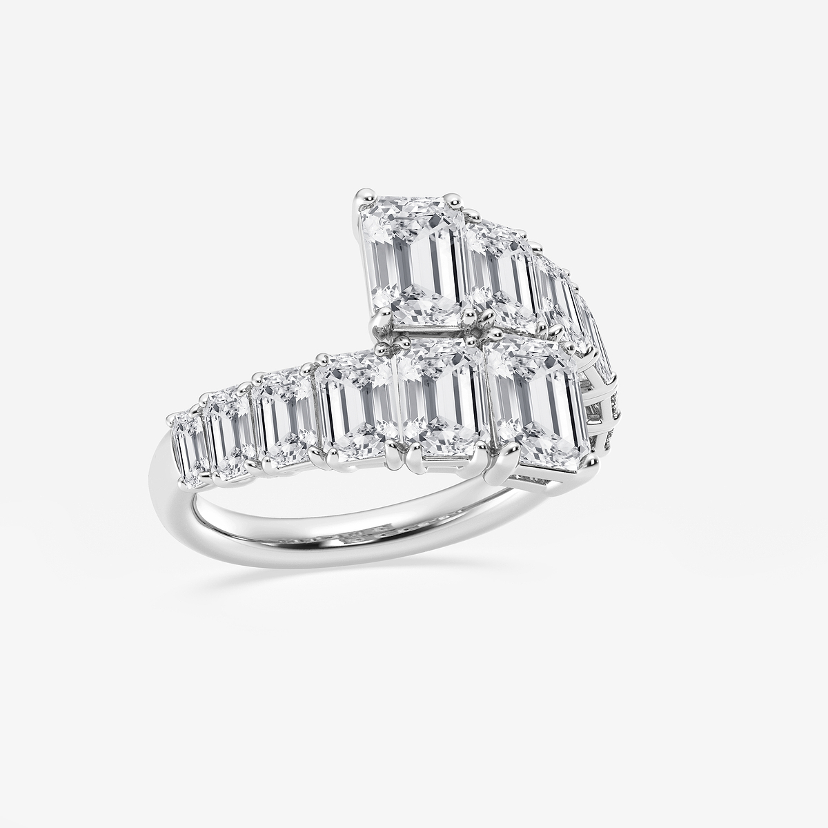 Additional Image 1 for  4 ctw Emerald Lab Grown Diamond Graduated Bypass Ring