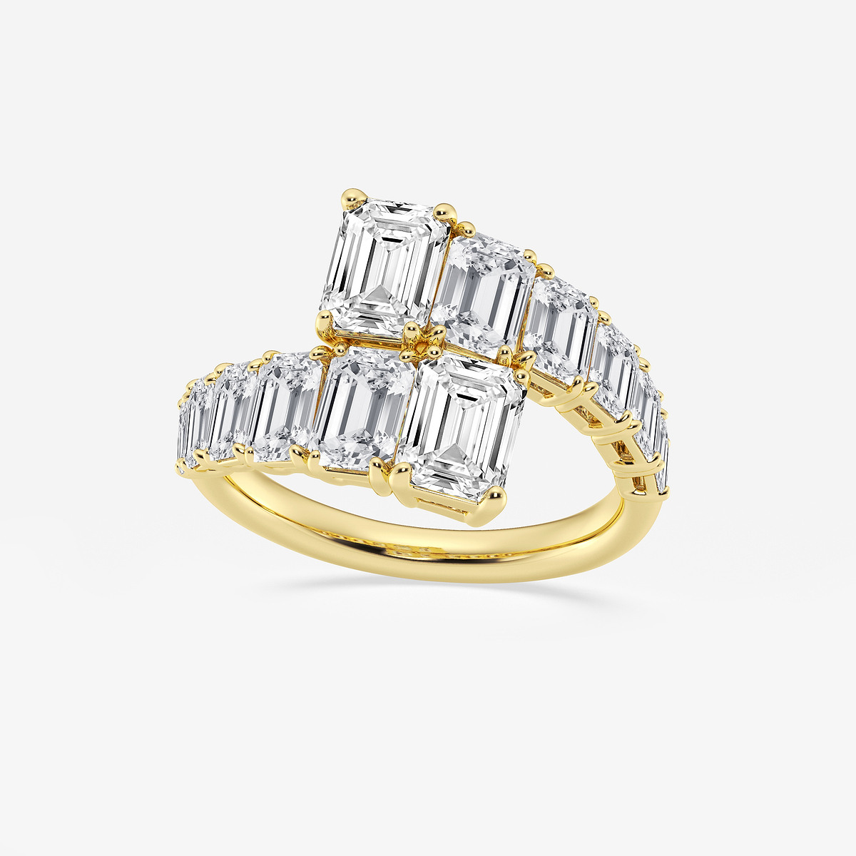 4 ctw Emerald Lab Grown Diamond Graduated Bypass Ring