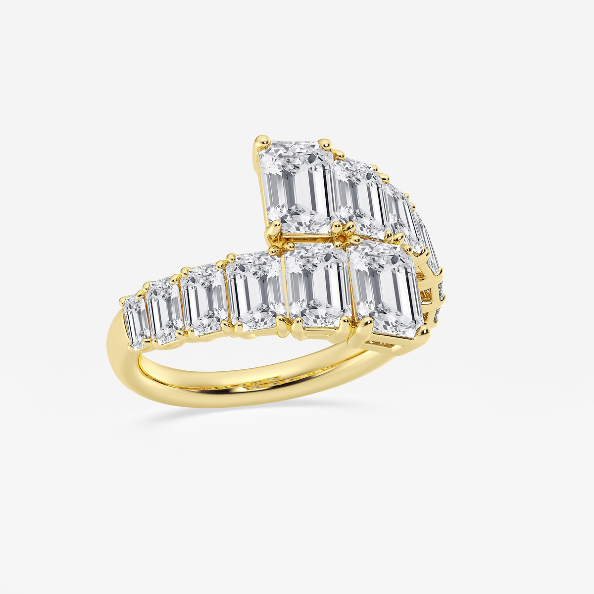 Additional Image 1 for  4 ctw Emerald Lab Grown Diamond Graduated Bypass Ring