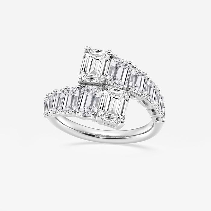 Graduated Bypass Emerald Fashion Ring