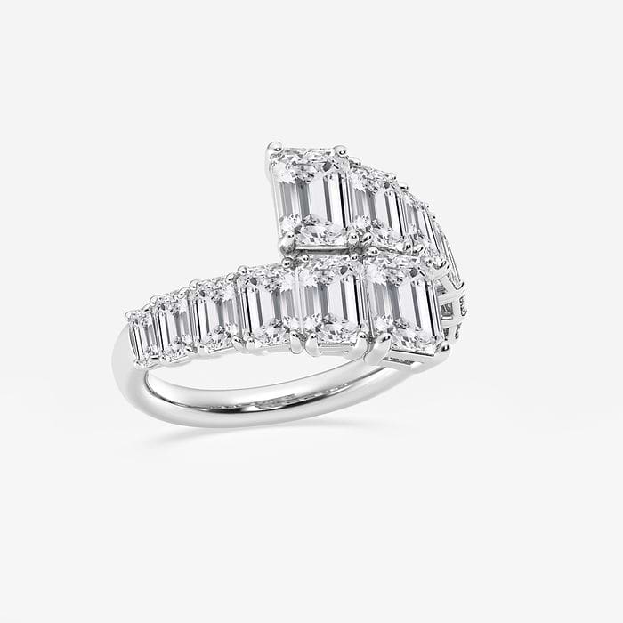 Graduated Bypass Emerald Fashion Ring