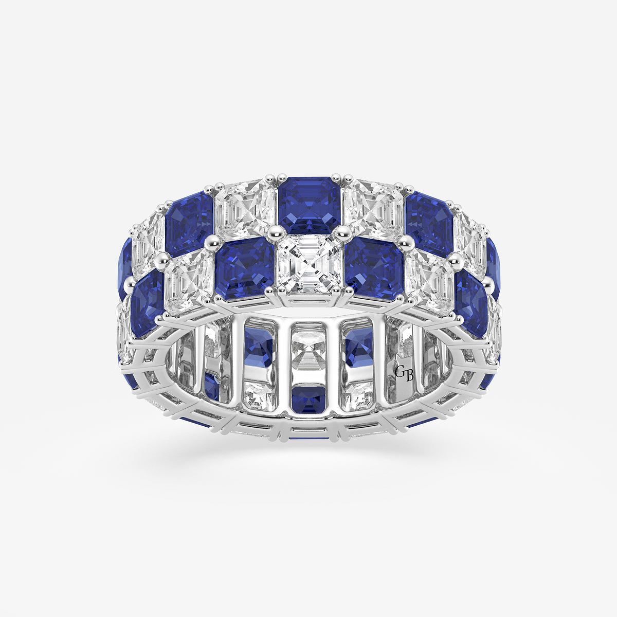 Celeste mm Corte Asscher creado Sapphire y 1/2 ctw