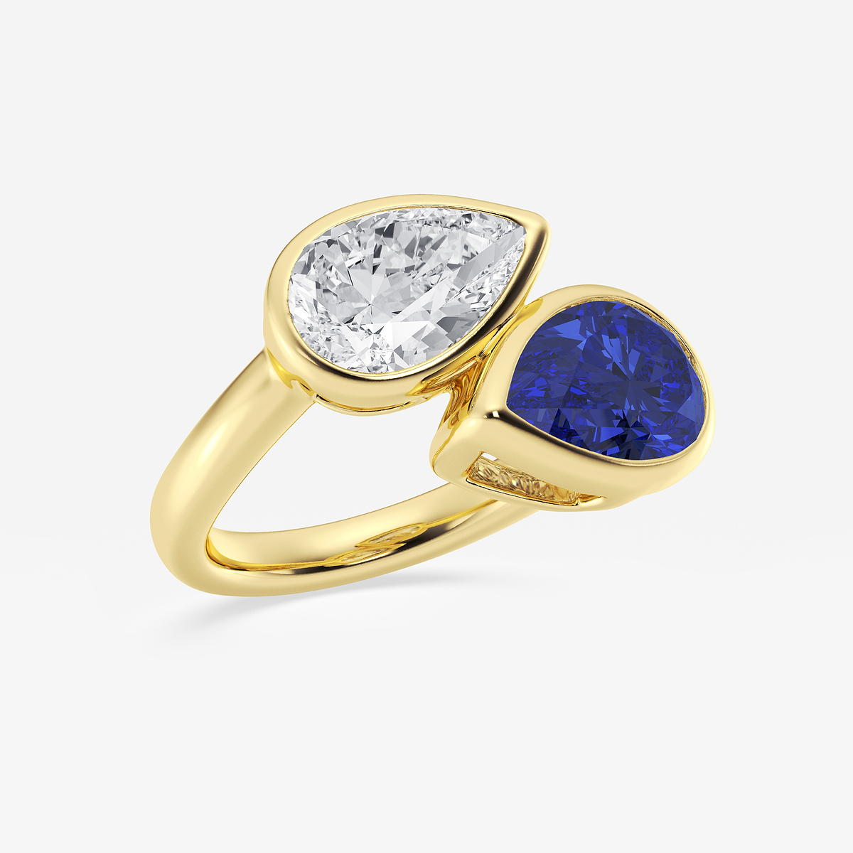 Additional Image 1 for  12.4x7.7 mm Pear Cut Created Sapphire and 2 ctw Pear Lab Grown Diamond Bypass Two Stone Ring