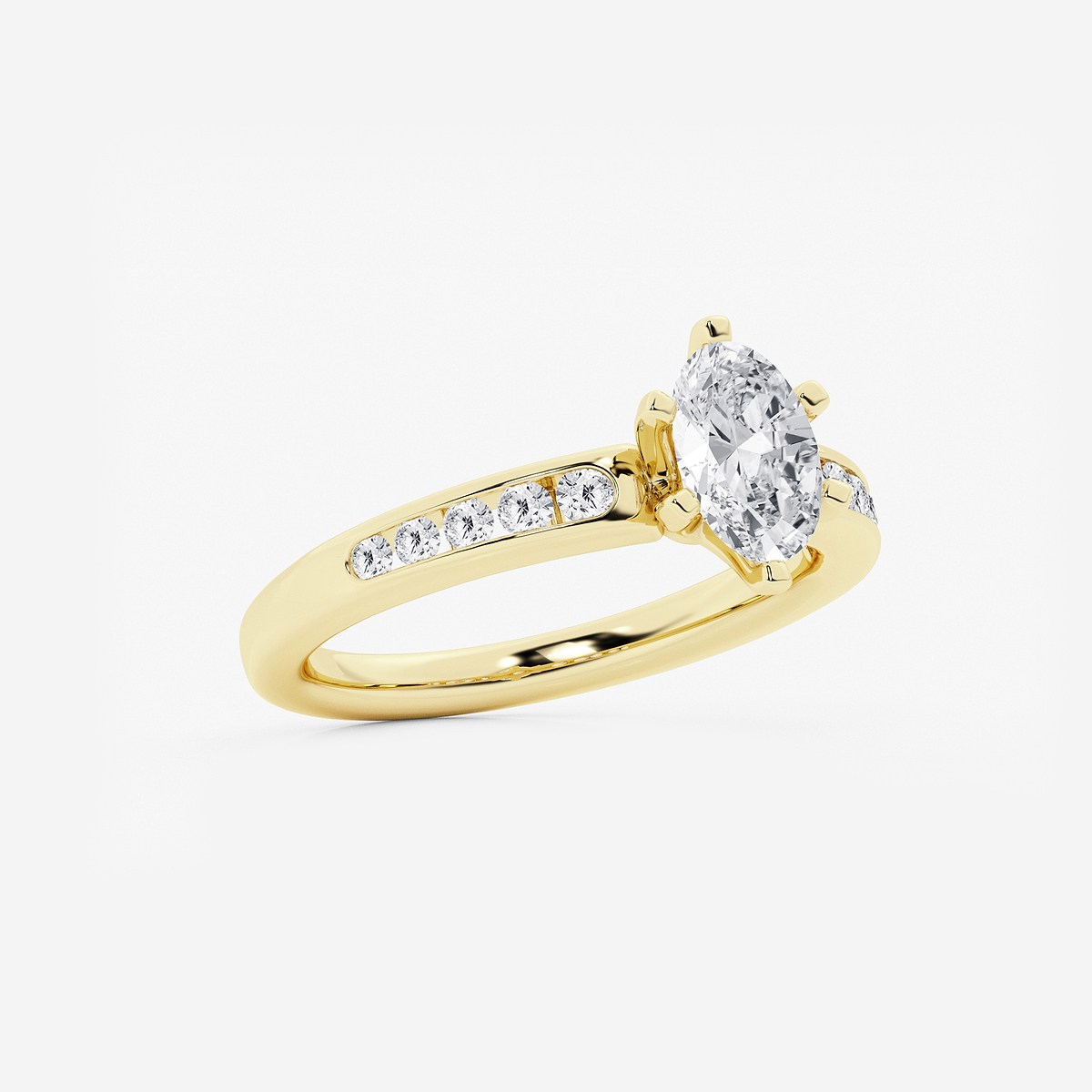 Additional Image 1 for  1 1/4 ctw Oval Lab Grown Diamond Six Prong Channel Set Side Stone Engagement Ring