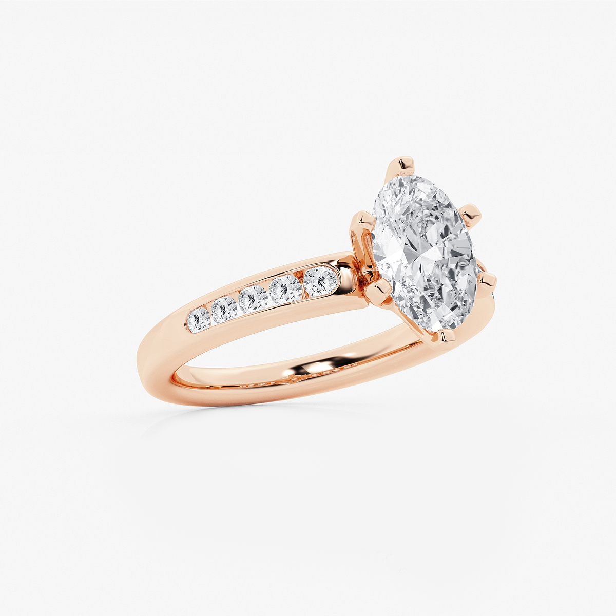 Additional Image 1 for  2 1/3 ctw Oval Lab Grown Diamond Six Prong Channel Set Side Stone Engagement Ring