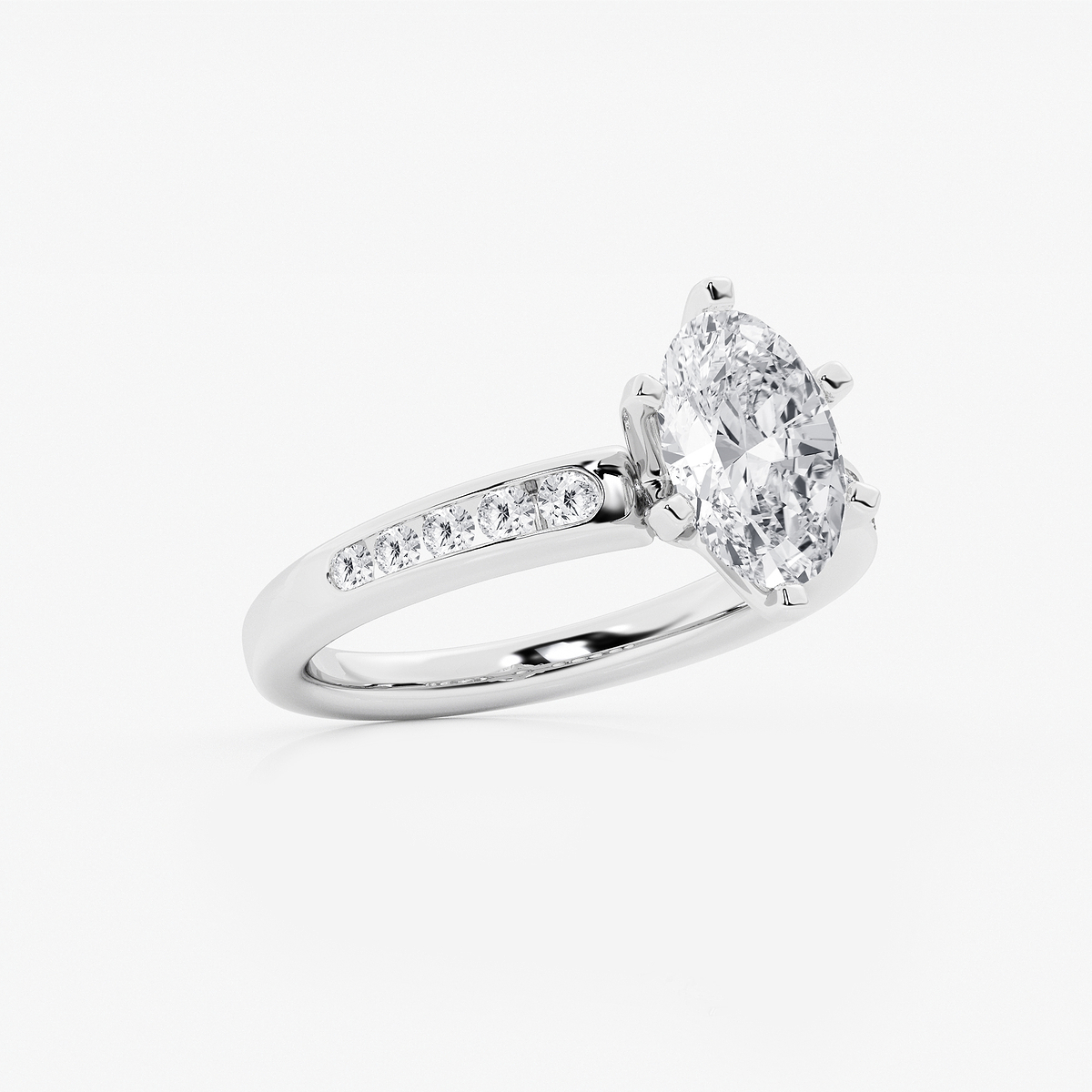 Additional Image 1 for  2 1/3 ctw Oval Lab Grown Diamond Six Prong Channel Set Side Stone Engagement Ring