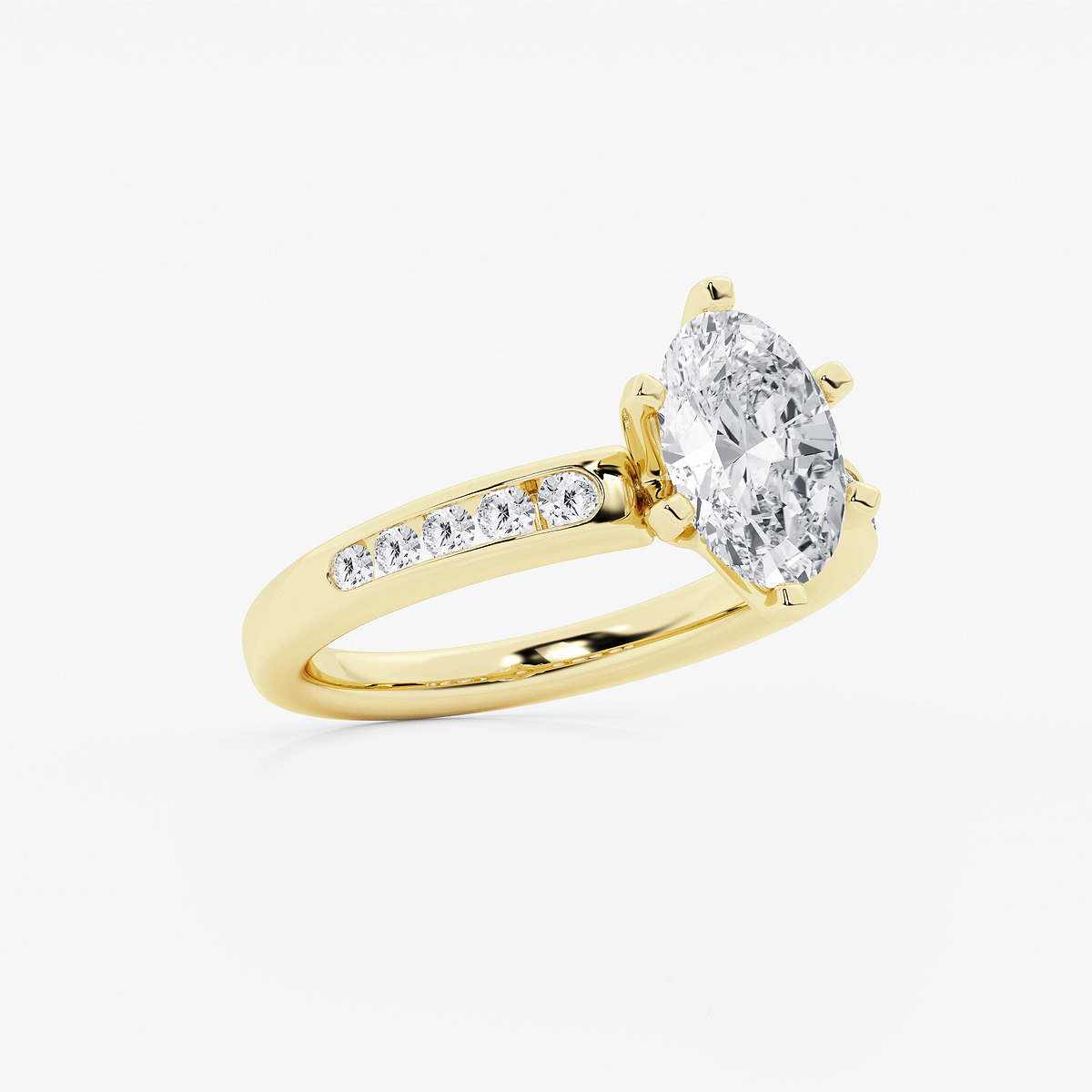 Additional Image 1 for  2 1/3 ctw Oval Lab Grown Diamond Six Prong Channel Set Side Stone Engagement Ring