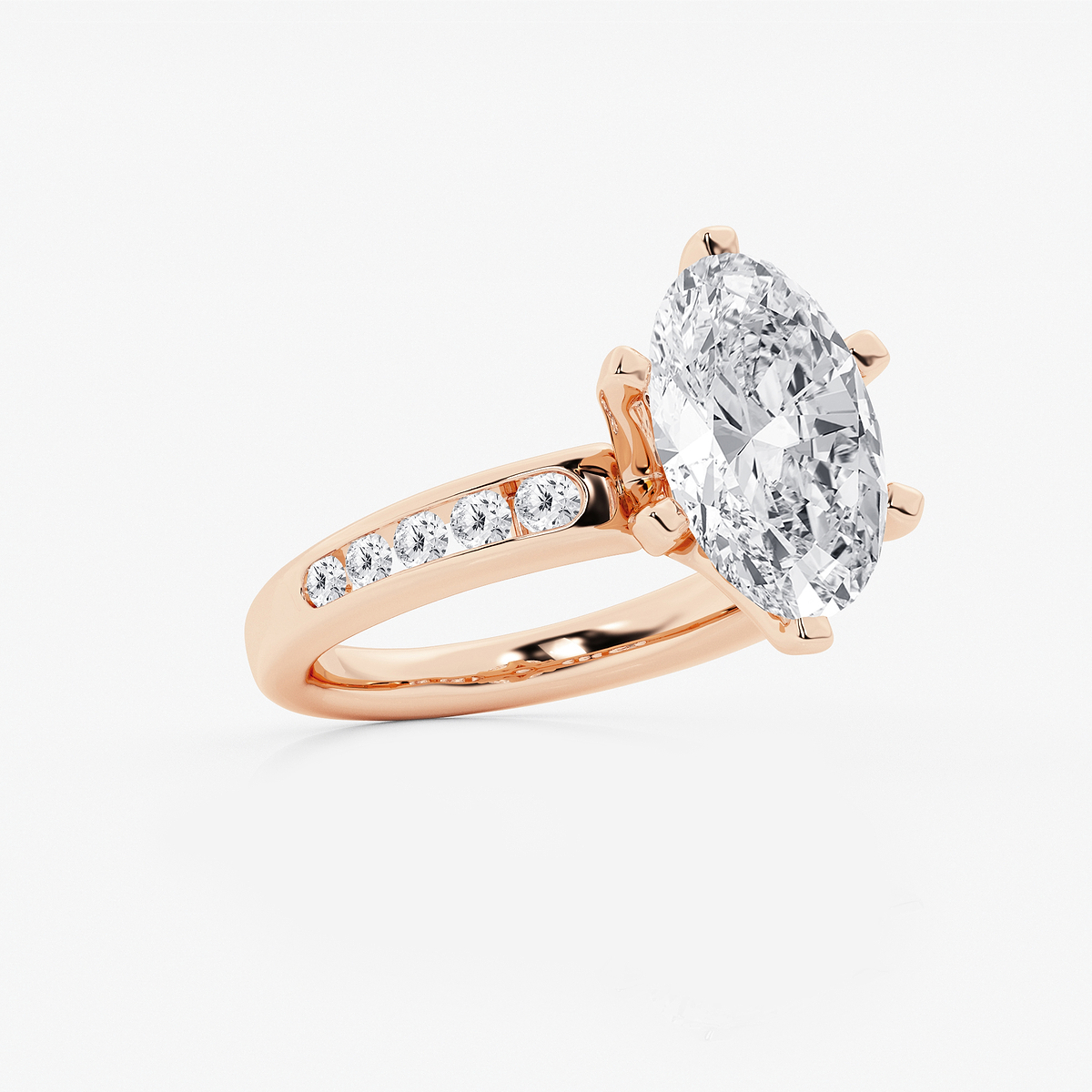 Additional Image 1 for  4 3/8 ctw Oval Lab Grown Diamond Six Prong Channel Set Side Stone Engagement Ring