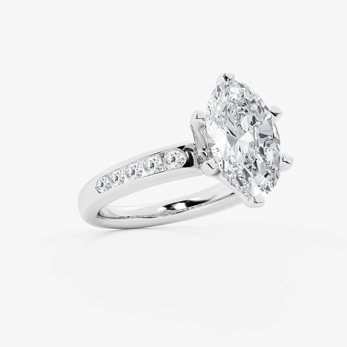 Additional Image 1 for  4 3/8 ctw Oval Lab Grown Diamond Six Prong Channel Set Side Stone Engagement Ring
