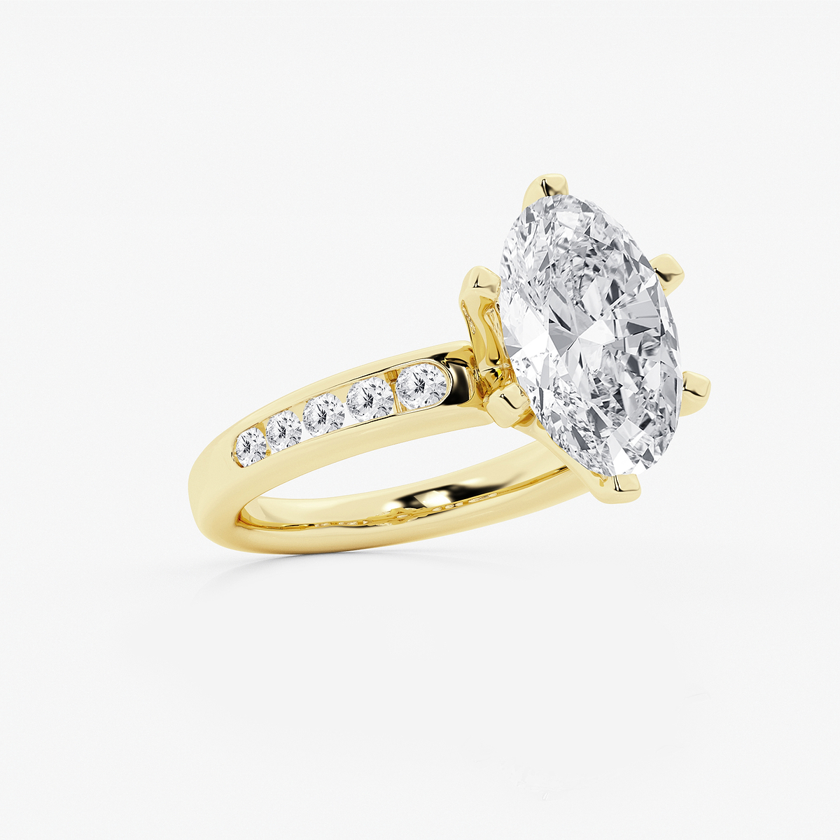 Additional Image 1 for  4 3/8 ctw Oval Lab Grown Diamond Six Prong Channel Set Side Stone Engagement Ring