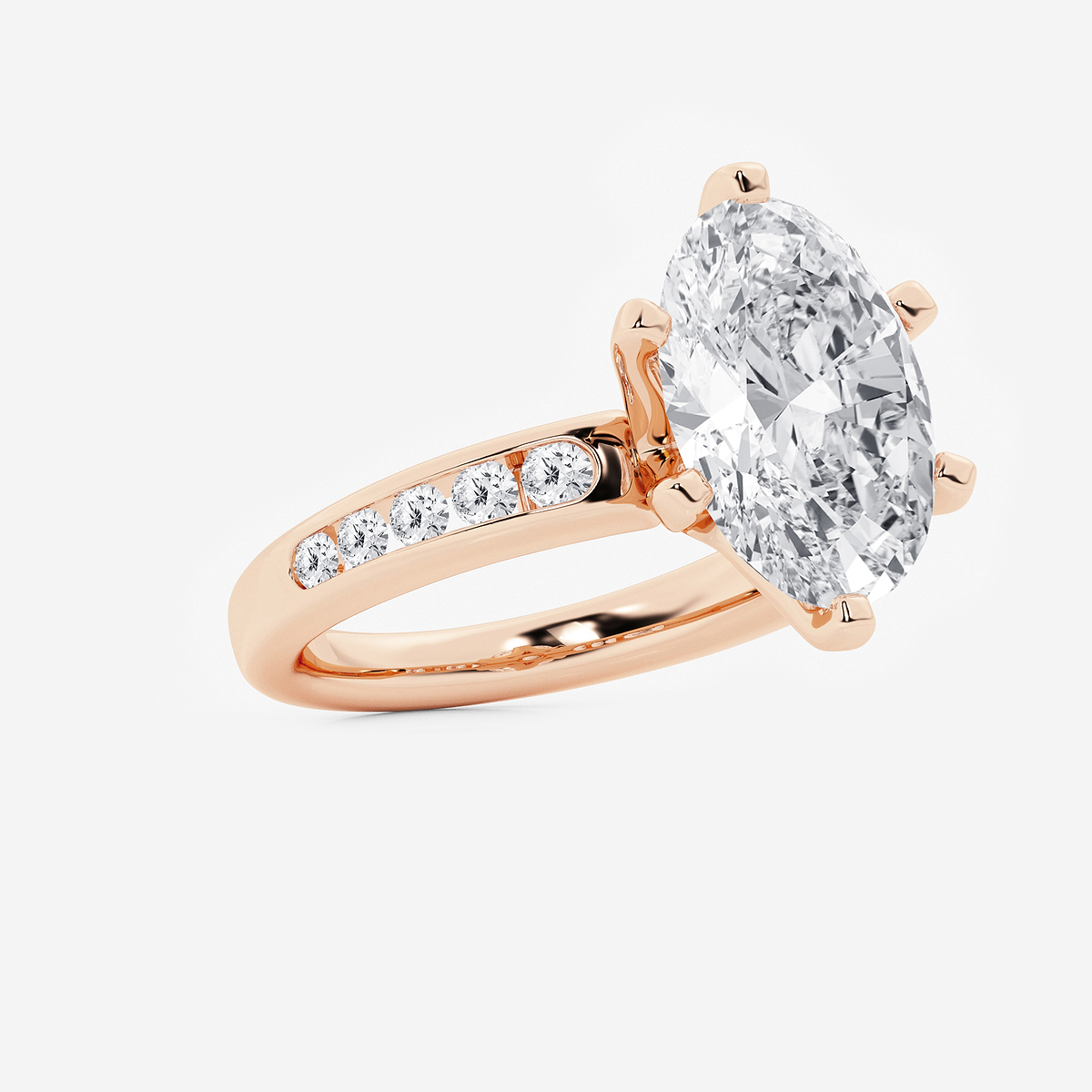 Additional Image 1 for  5 3/8 ctw Oval Lab Grown Diamond Six Prong Channel Set Side Stone Engagement Ring