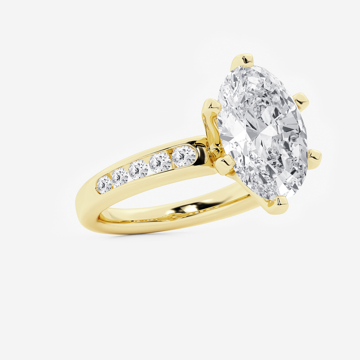 Additional Image 1 for  5 3/8 ctw Oval Lab Grown Diamond Six Prong Channel Set Side Stone Engagement Ring