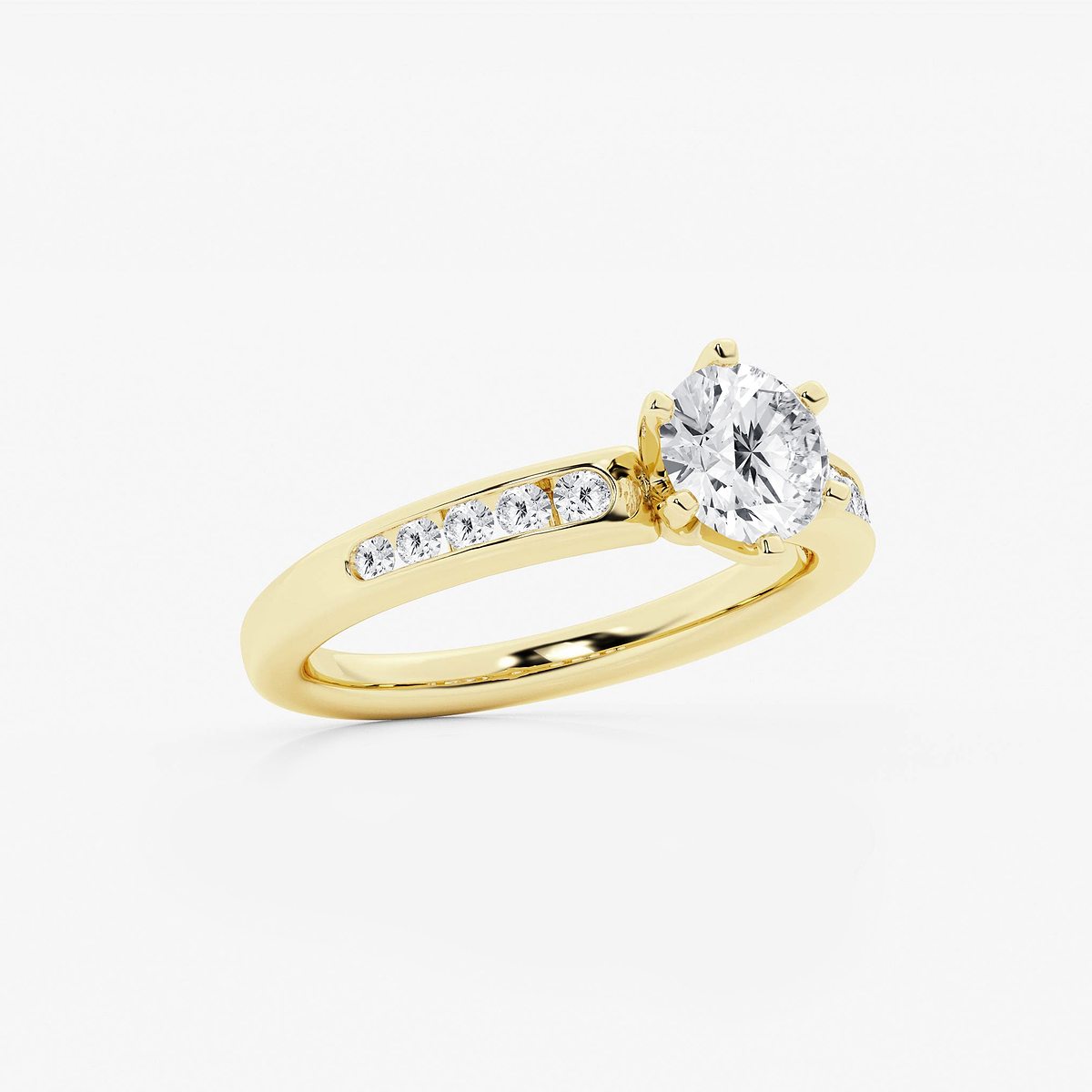 Additional Image 1 for  1 1/4 ctw Round Lab Grown Diamond Six Prong Channel Set Side Stone Engagement Ring