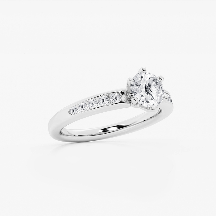 Bianca - 1 1/4 ctw Round Lab Grown Diamond Six Prong Channel Set Side Stone Engagement Ring
