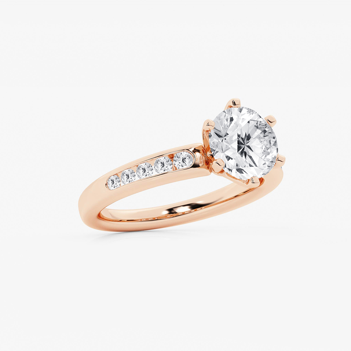 Additional Image 1 for  2 1/3 ctw Round Lab Grown Diamond Six Prong Channel Set Side Stone Engagement Ring