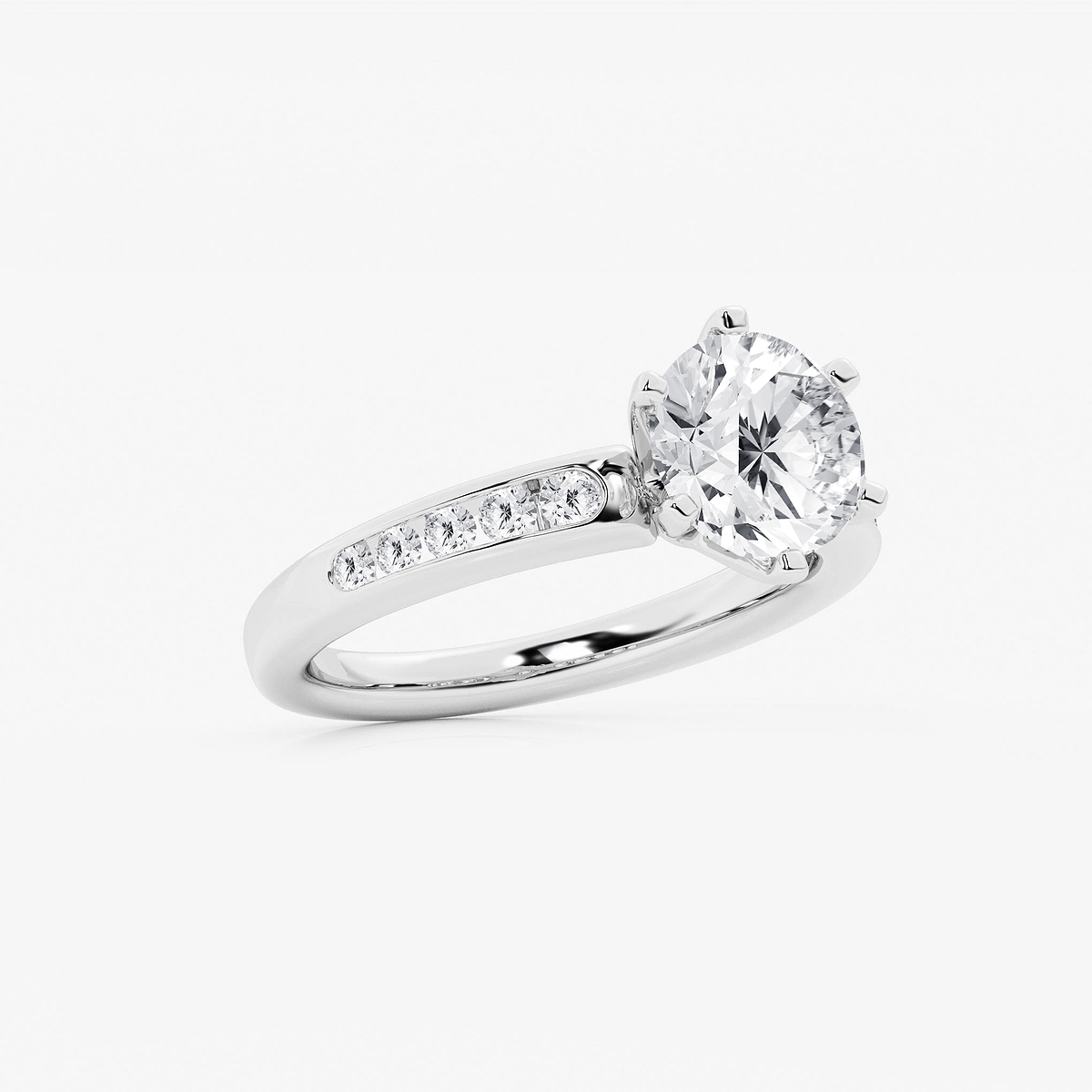 Additional Image 1 for  2 1/3 ctw Round Lab Grown Diamond Six Prong Channel Set Side Stone Engagement Ring