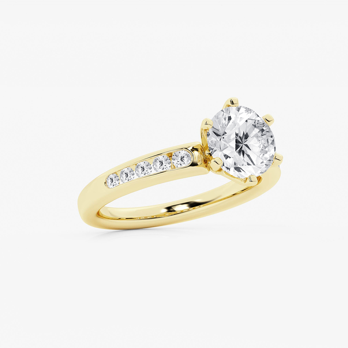 Additional Image 1 for  2 1/3 ctw Round Lab Grown Diamond Six Prong Channel Set Side Stone Engagement Ring