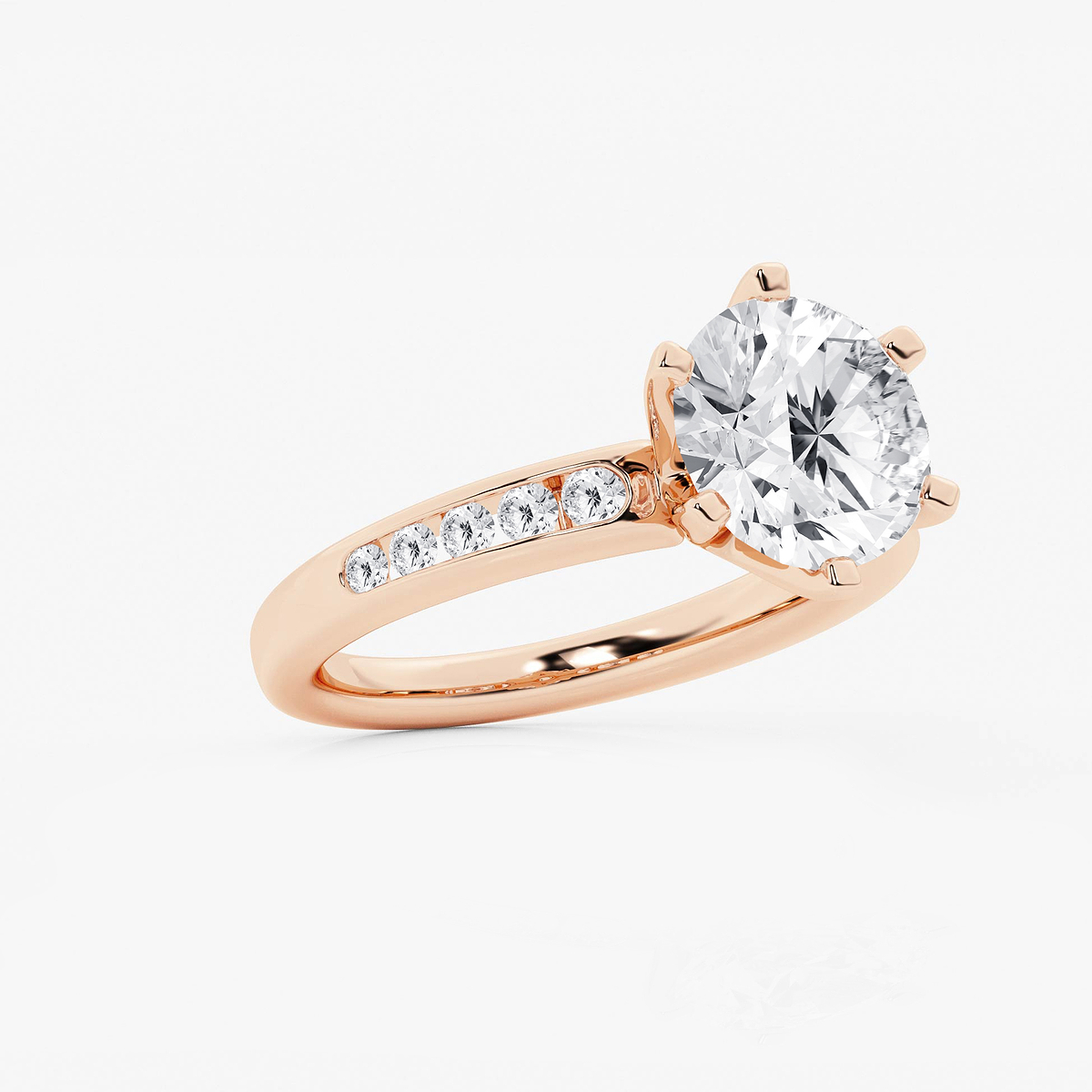 Additional Image 1 for  3 1/3 ctw Round Lab Grown Diamond Six Prong Channel Set Side Stone Engagement Ring