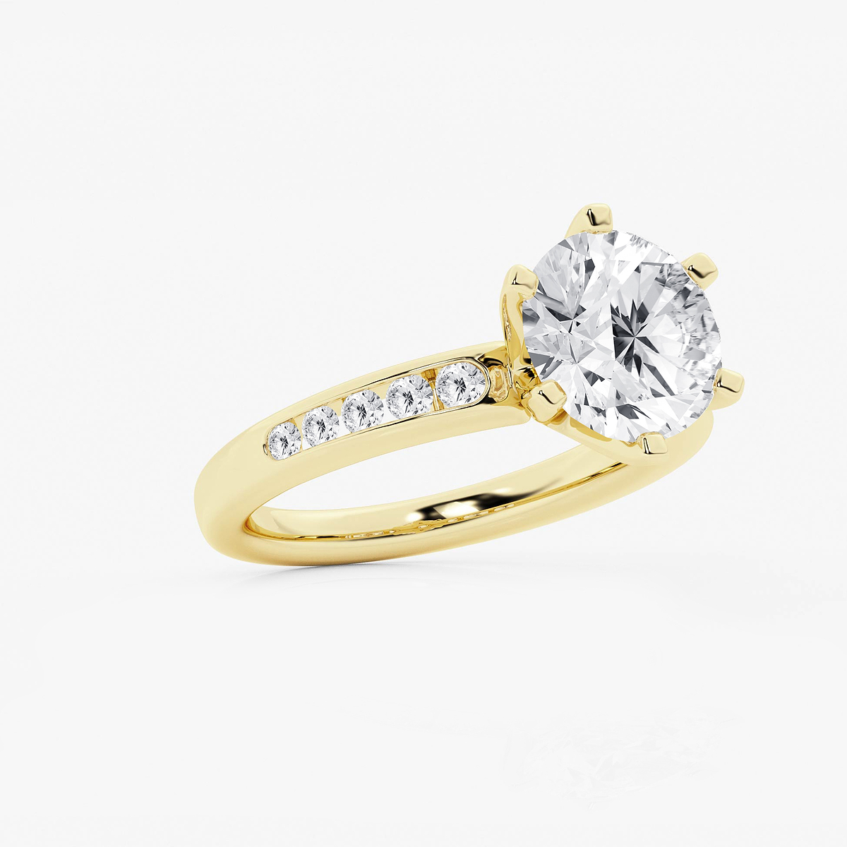 Additional Image 1 for  3 1/3 ctw Round Lab Grown Diamond Six Prong Channel Set Side Stone Engagement Ring