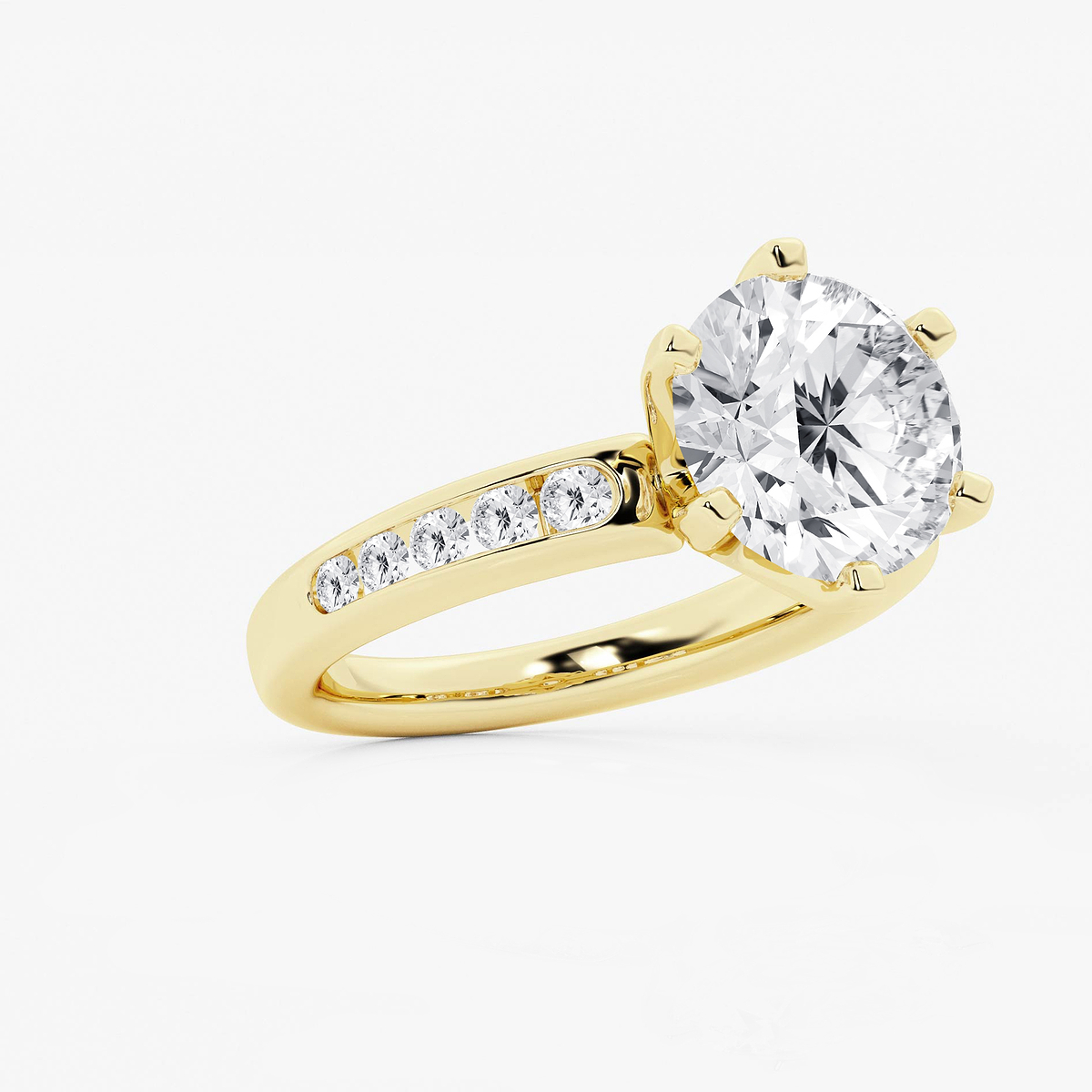 Additional Image 1 for  4 3/8 ctw Round Lab Grown Diamond Six Prong Channel Set Side Stone Engagement Ring