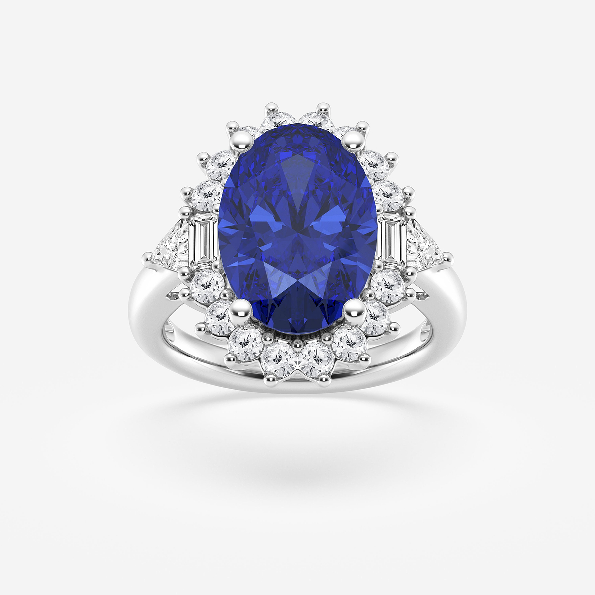 7 ctw Oval Cut Sapphire and Multi-Shape Lab Grown Diamond Engagement Ring