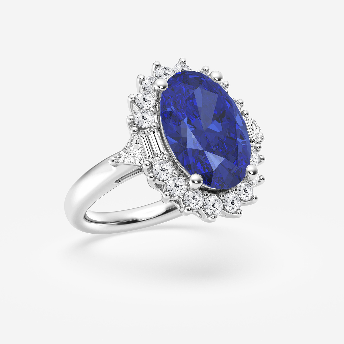 Additional Image 1 for  7 ctw Oval Cut Sapphire and Multi-Shape Lab Grown Diamond Engagement Ring