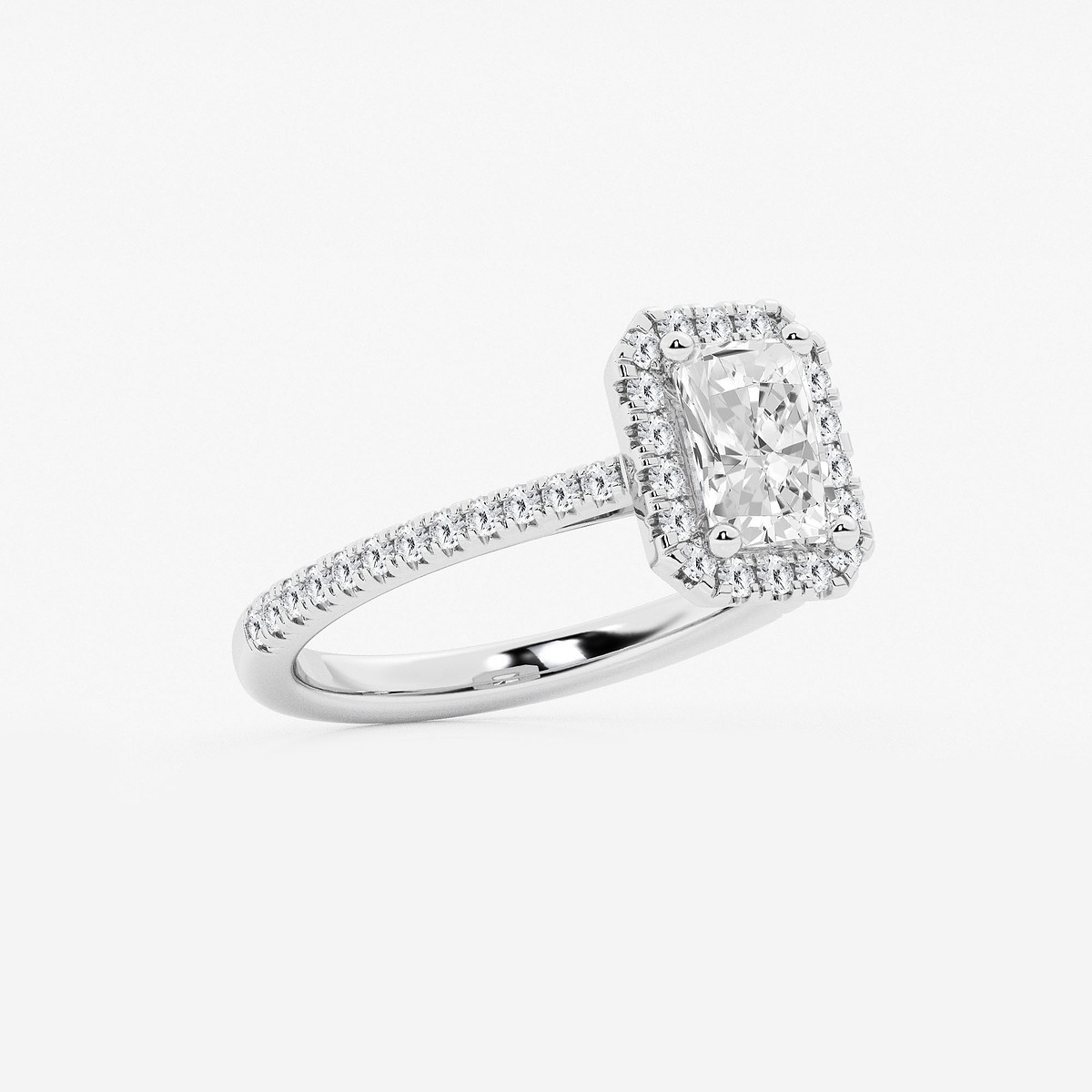 Additional Image 1 for  2 ctw Radiant Lab Grown Diamond French Pave Halo Engagement Ring
