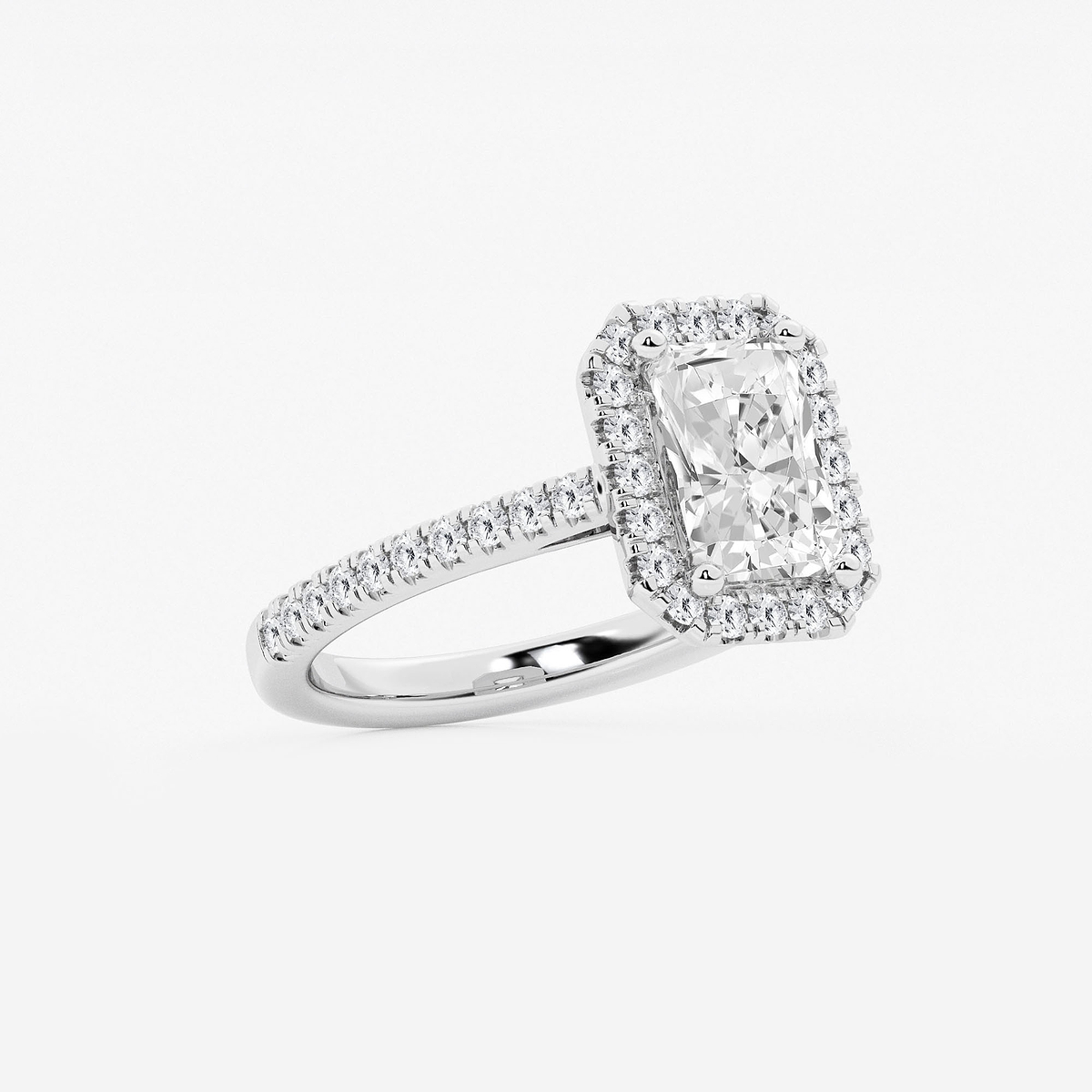 Additional Image 1 for  3 ctw Radiant Lab Grown Diamond French Pave Halo Engagement Ring