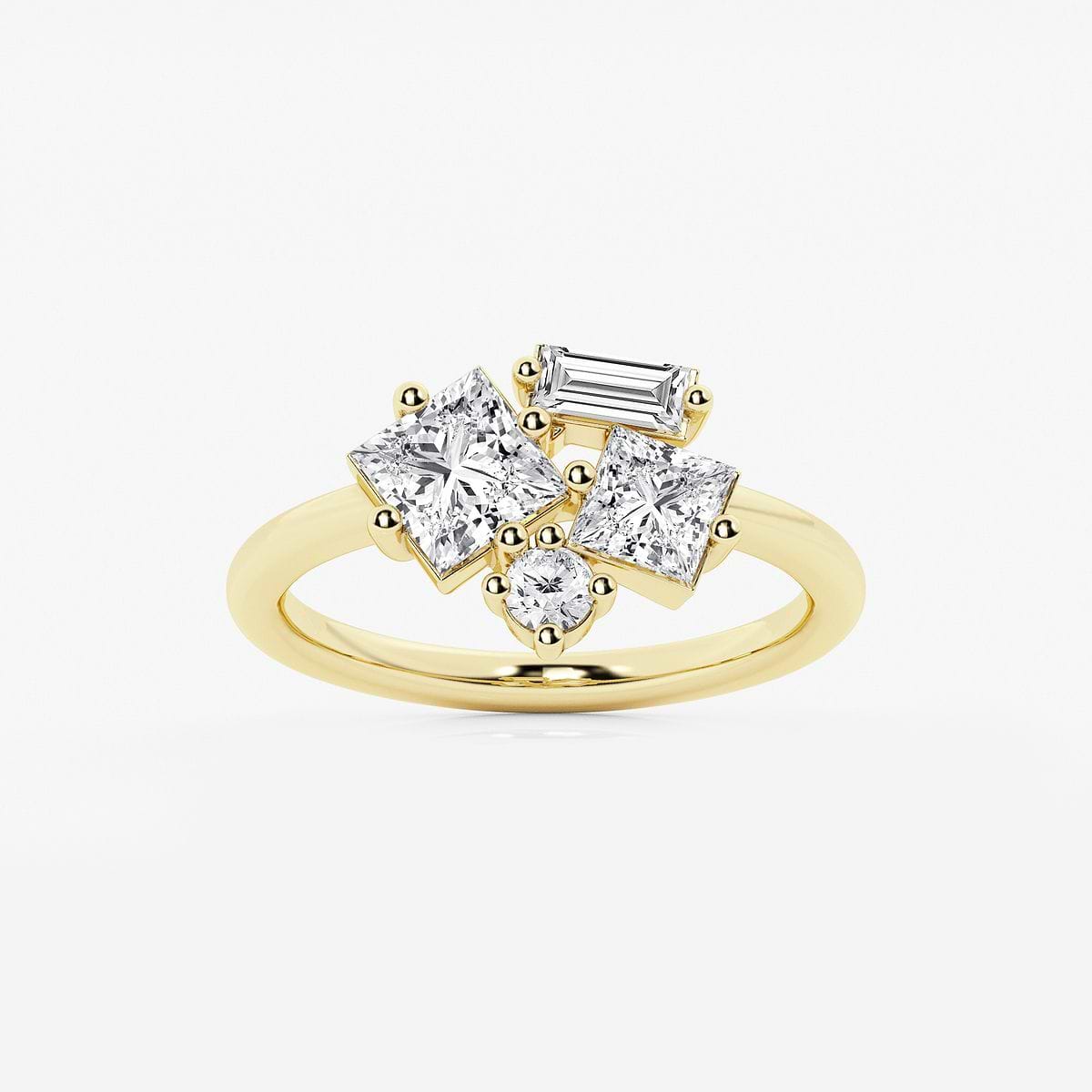 2/3 ctw Mosaic Framed Abstract Ring 14K Yellow Gold, F, VS2