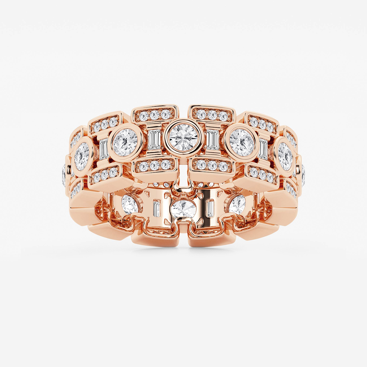 2 2/5 ctw Round and Baguette Lab Grown Diamond Eternity Band - 8mm Width