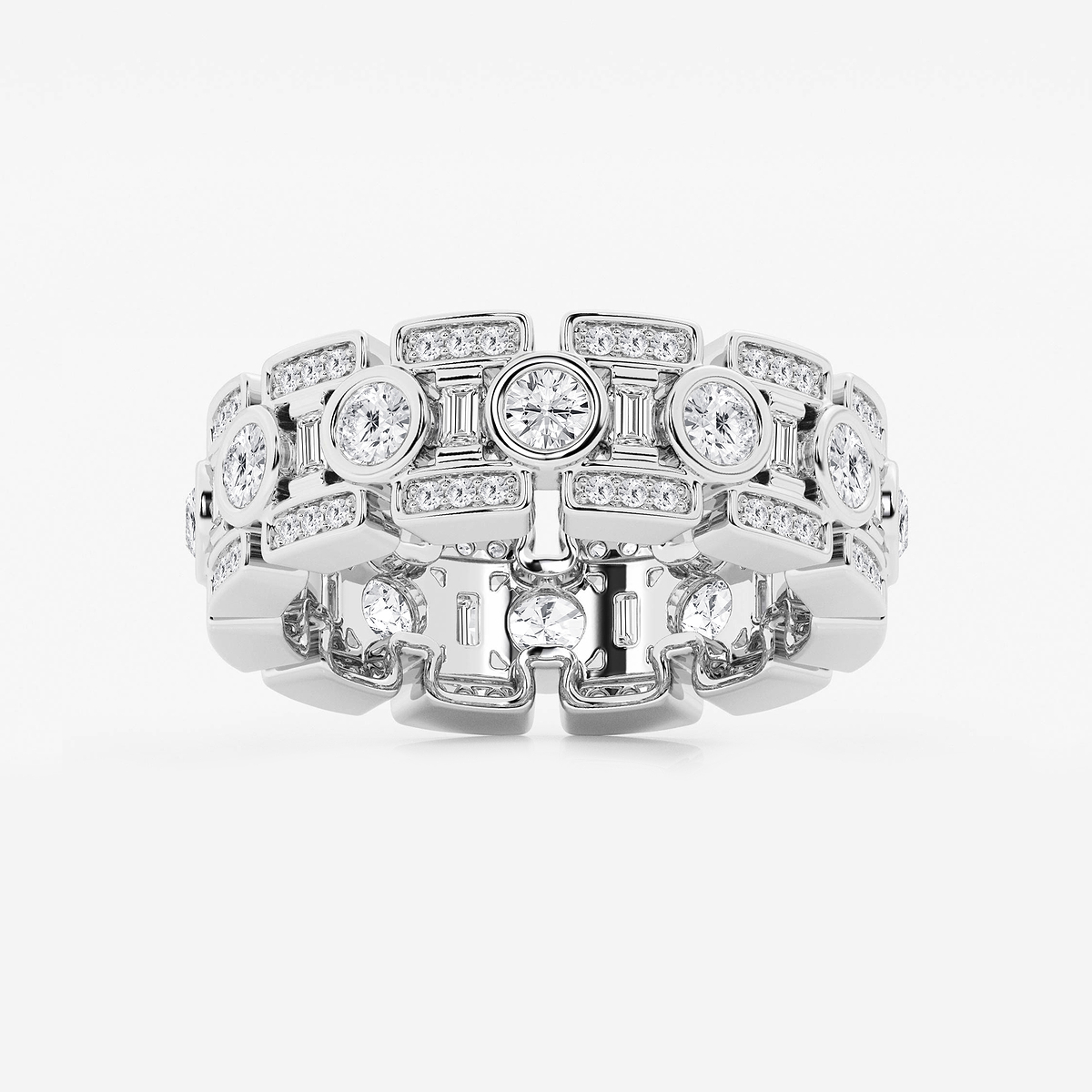 2 2/5 ctw Round and Baguette Lab Grown Diamond Eternity Band - 8mm Width