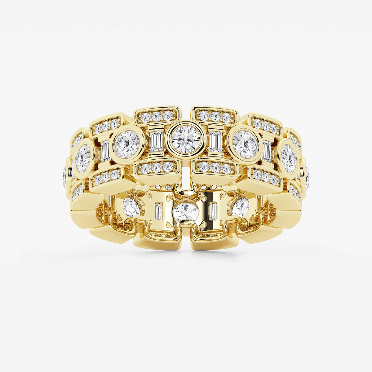 2 2/5 ctw Round and Baguette Lab Grown Diamond Eternity Band - 8mm Width