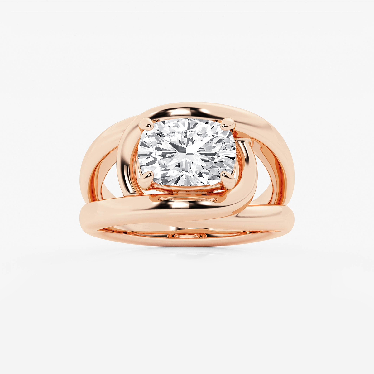3 ctw Curve Vine Elongated Cushion Solitaire Ring
