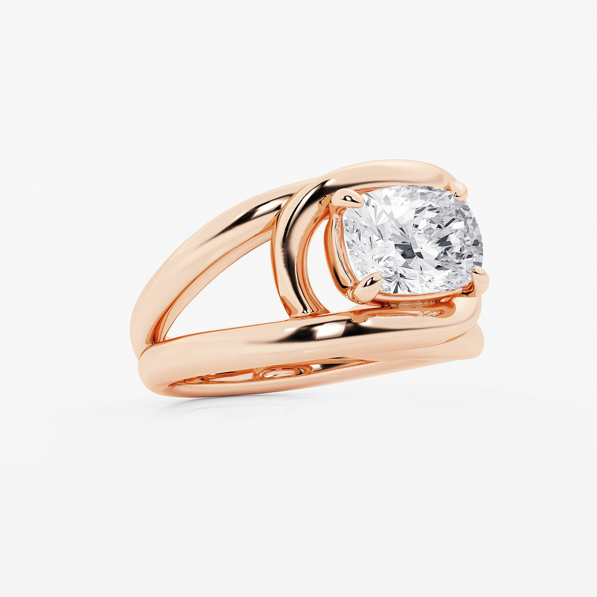 Additional Image 1 for  3 ctw Curve Vine Elongated Cushion Solitaire Ring