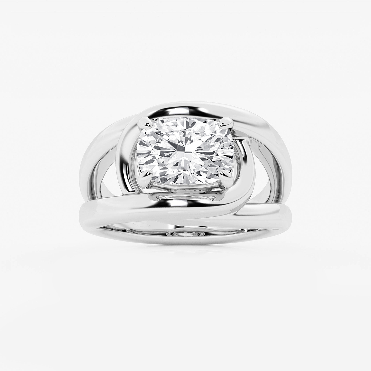 3 ctw Curve Vine Elongated Cushion Solitaire Ring