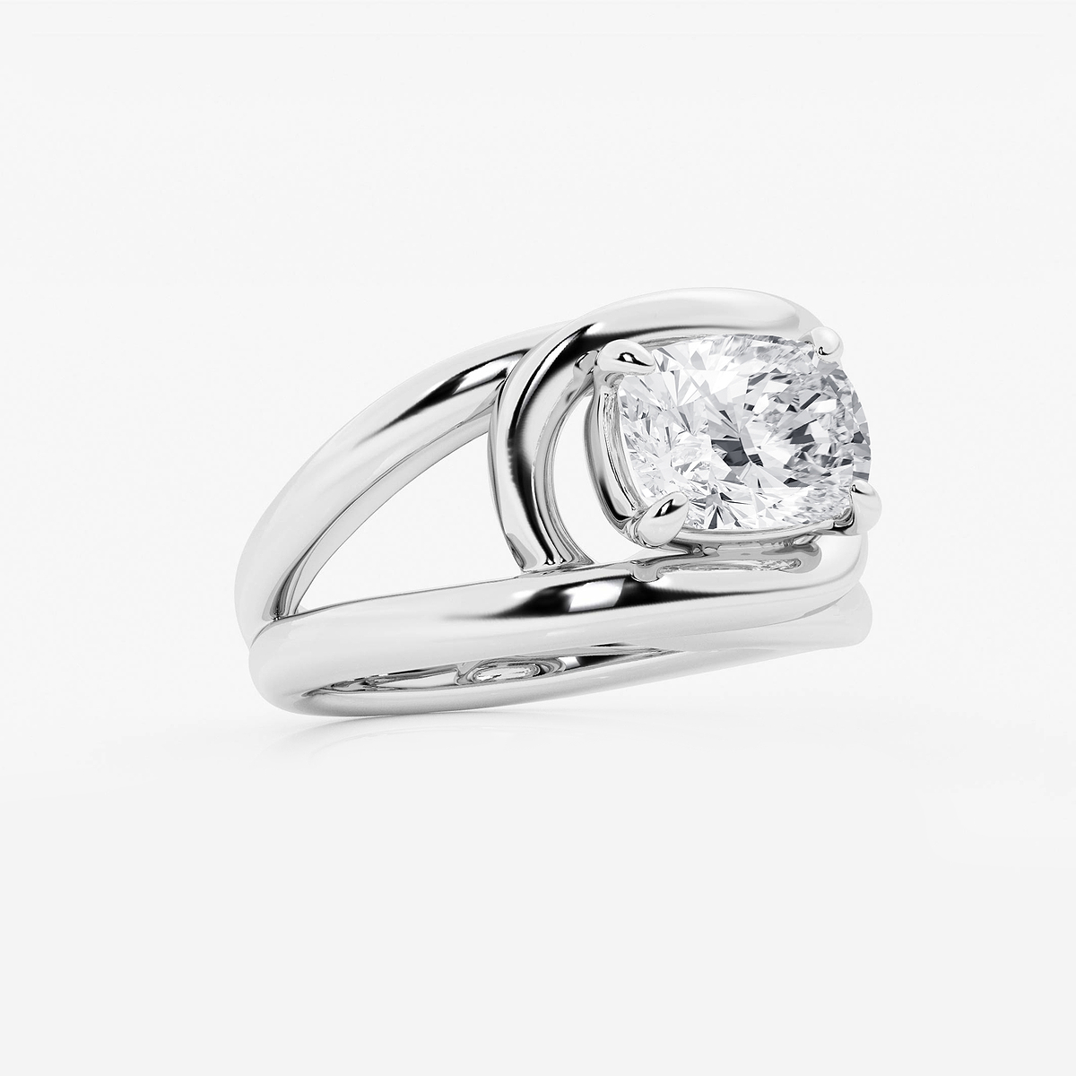 Additional Image 1 for  3 ctw Curve Vine Elongated Cushion Solitaire Ring