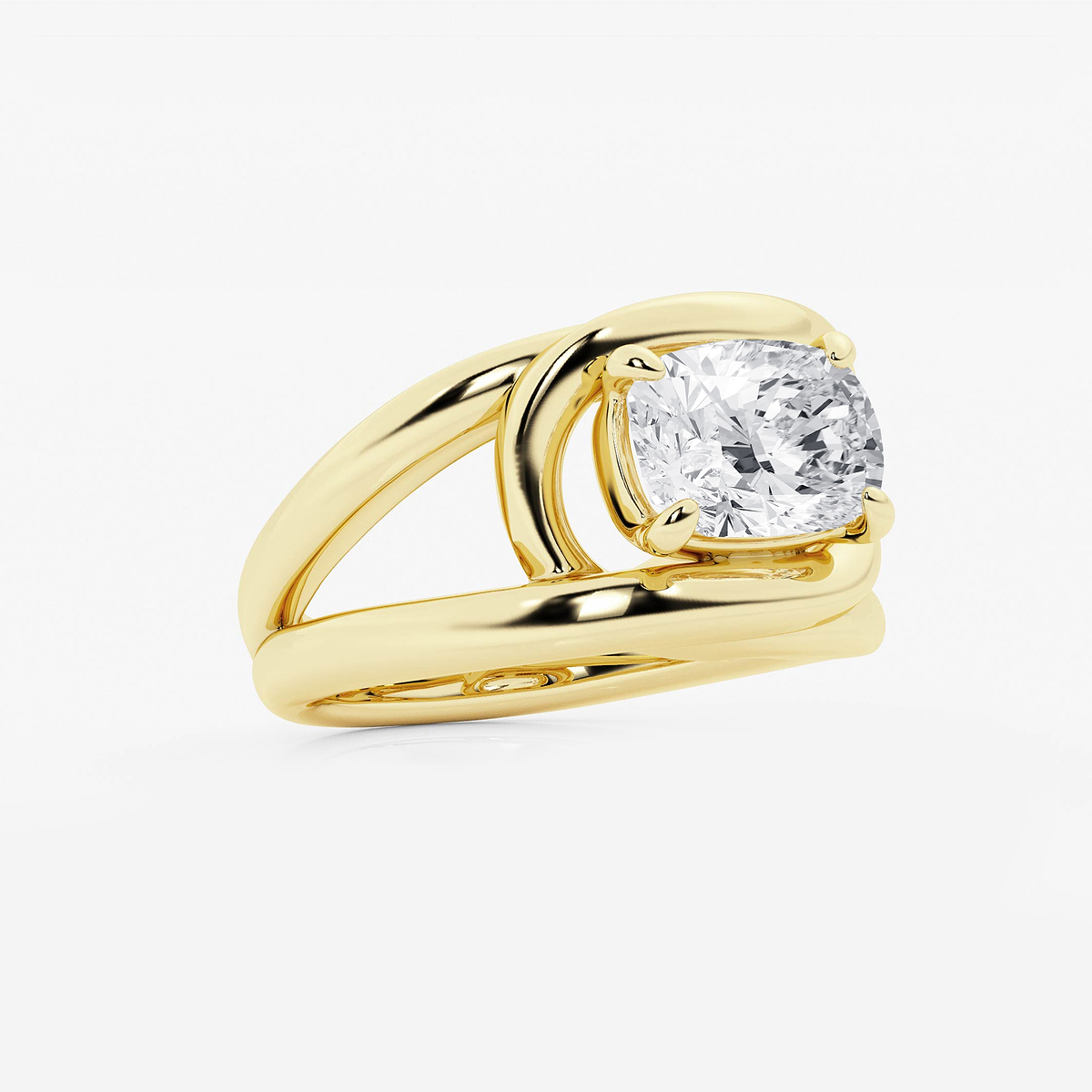 Additional Image 1 for  3 ctw Curve Vine Elongated Cushion Solitaire Ring