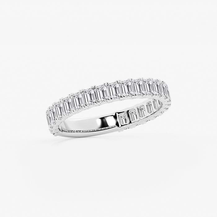 Emerald Three Quarter Eternity Wedding Band