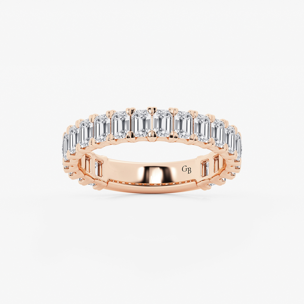 2 ctw Emerald Lab Grown Diamond Three Quarter Eternity Wedding Band